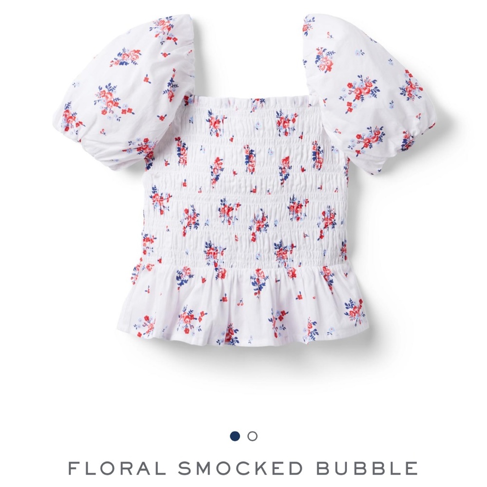 Janie and Jack Floral Smocked Bubble Sleeve Top